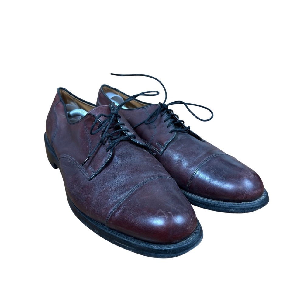 Allen Edmonds Fairgate Derby Shoes Mens 12 Burgundy Cap Toe Leather Dress Oxford